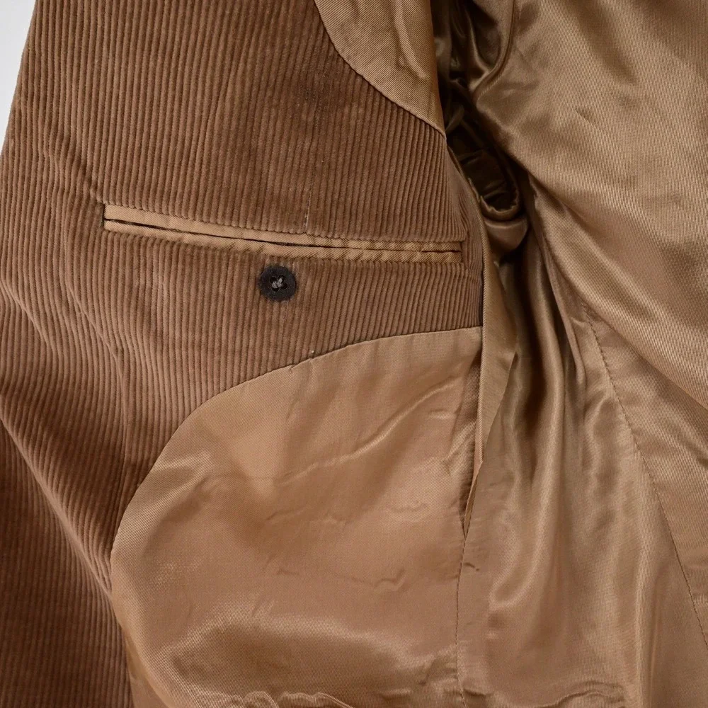 VTG 70s Brown Cotton Preppy Corduroy Blazer Sport Coat Jacket Dark Academia 40R
